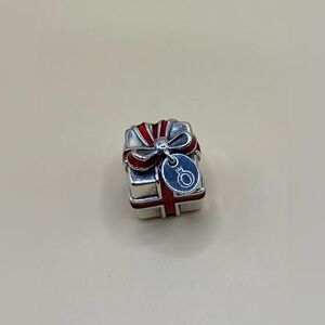 PANDORA Retired Wrapped Present Box w/ Red Enamel Ribbon; 925; Never worn; NEW.